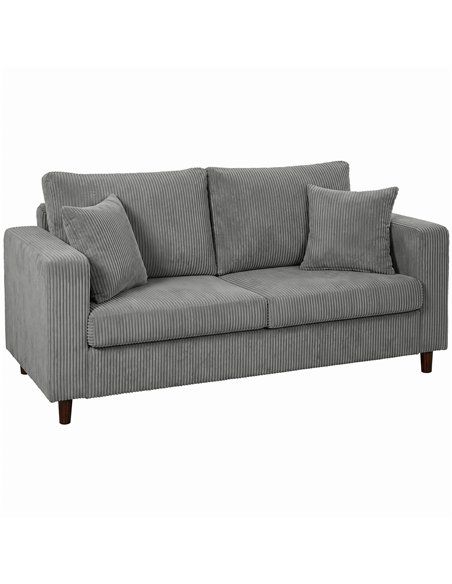 HOMCOM Loveseat Sofa with Wide Seat, Corduroy 2 Seater Couch with Deep Seat, Spring Cushion, Light Grey - pic 208080 | FastDaddyshop