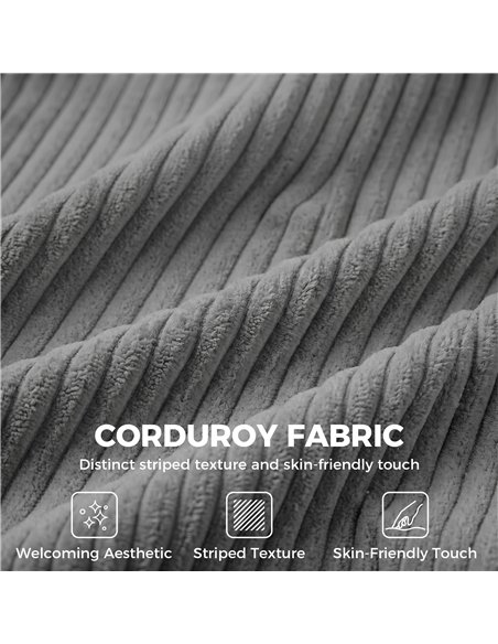 HOMCOM Loveseat Sofa with Wide Seat, Corduroy 2 Seater Couch with Deep Seat, Spring Cushion, Light Grey - pic 208085 | FastDaddyshop