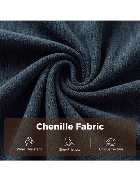 HOMCOM 2 Seater Sofa Bed 3-in-1 Convertible Chenille Pull Out Sleeper Sofa with 5-Position Adjustable Backrest, Dark Blue - pic 208095 | FastDaddyshop