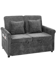 HOMCOM 2 Seater Sofa Bed 3-in-1 Convertible Chenille Pull Out Sleeper Sofa with 5-Position Adjustable Backrest, Grey