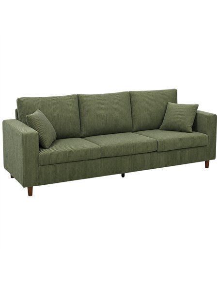 HOMCOM 3 Seater Sofa with Wide Seat, Corduroy Fabric Couch with Deep Seat, Spring Cushion, Green - pic 208107 | FastDaddyshop
