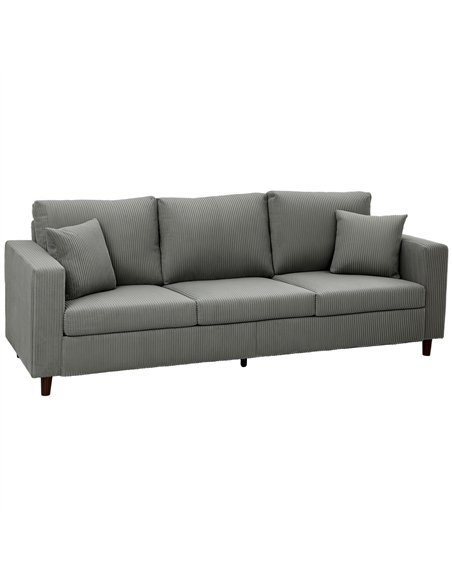 HOMCOM 3 Seater Sofa with Wide Seat, Corduroy Fabric Couch with Deep Seat, Spring Cushion, Light Grey - pic 208116 | FastDaddyshop