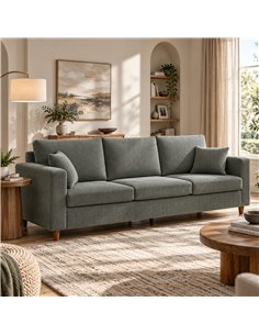 HOMCOM 3 Seater Sofa with Wide Seat, Corduroy Fabric Couch with Deep Seat, Spring Cushion, Light Grey 2