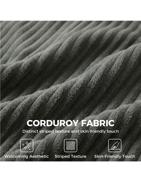 HOMCOM 3 Seater Sofa with Wide Seat, Corduroy Fabric Couch with Deep Seat, Spring Cushion, Light Grey - pic 208121 | FastDaddyshop