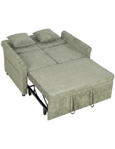 HOMCOM 2 Seater Sofa Bed 3-in-1 Convertible Chenille Pull Out Sleeper Sofa with 5-Position Adjustable Backrest, Light Green