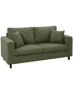 HOMCOM Loveseat Sofa with Wide Seat, Corduroy 2 Seater Couch with Deep Seat, Spring Cushion, Green