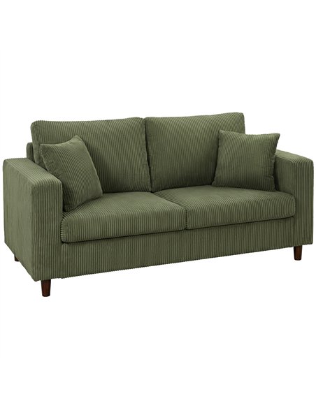 HOMCOM Loveseat Sofa with Wide Seat, Corduroy 2 Seater Couch with Deep Seat, Spring Cushion, Green - pic 208134 | FastDaddyshop