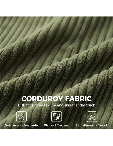 HOMCOM Loveseat Sofa with Wide Seat, Corduroy 2 Seater Couch with Deep Seat, Spring Cushion, Green