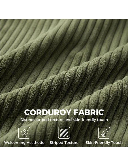 HOMCOM Loveseat Sofa with Wide Seat, Corduroy 2 Seater Couch with Deep Seat, Spring Cushion, Green - pic 208139 | FastDaddyshop