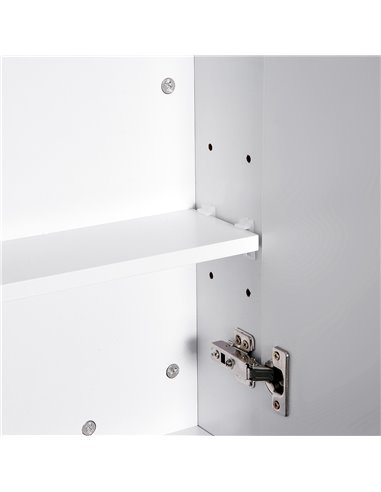 HOMCOM Bathroom Mirror Cabinet Wood Storage Shelf Wall Mount Double Door Cupboard Adjustable 60Wx15Dx75H - White