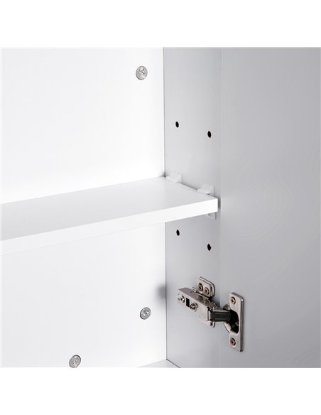 HOMCOM Bathroom Mirror Cabinet Wood Storage Shelf Wall Mount Double Door Cupboard Adjustable 60Wx15Dx75H - White - pic 20814 | FastDaddyshop