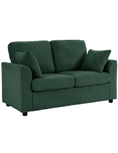 HOMCOM 2 Seater Sofa, Corduroy Small Couch with Spring Cushion, Wide and Deep Seat, Dark Green