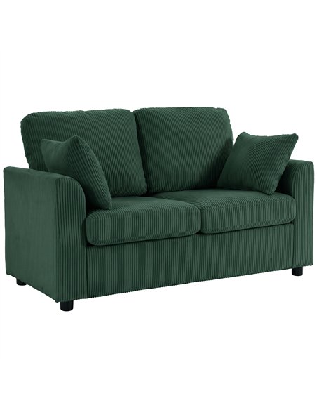 HOMCOM 2 Seater Sofa, Corduroy Small Couch with Spring Cushion, Wide and Deep Seat, Dark Green - pic 208143 | FastDaddyshop