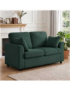HOMCOM 2 Seater Sofa, Corduroy Small Couch with Spring Cushion, Wide and Deep Seat, Dark Green 2