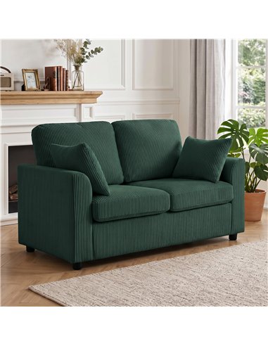 HOMCOM 2 Seater Sofa, Corduroy Small Couch with Spring Cushion, Wide and Deep Seat, Dark Green