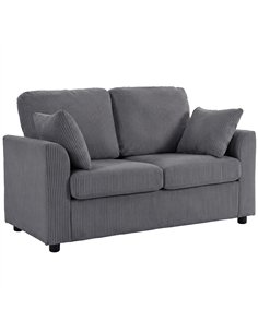 HOMCOM 2 Seater Sofa, Corduroy Small Couch with Spring Cushion, Wide and Deep Seat, Dark Grey