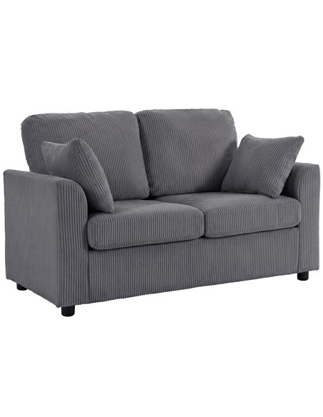HOMCOM 2 Seater Sofa, Corduroy Small Couch with Spring Cushion, Wide and Deep Seat, Dark Grey - pic 208152 | FastDaddyshop