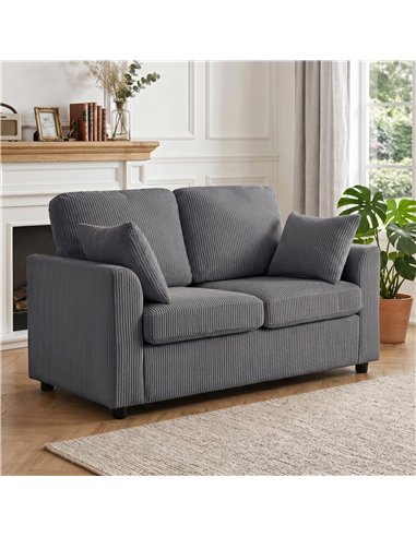 HOMCOM 2 Seater Sofa, Corduroy Small Couch with Spring Cushion, Wide and Deep Seat, Dark Grey