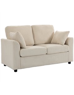 HOMCOM 2 Seater Sofa, Corduroy Small Couch with Spring Cushion, Wide and Deep Seat, Beige