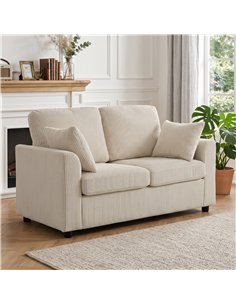 HOMCOM 2 Seater Sofa, Corduroy Small Couch with Spring Cushion, Wide and Deep Seat, Beige 2