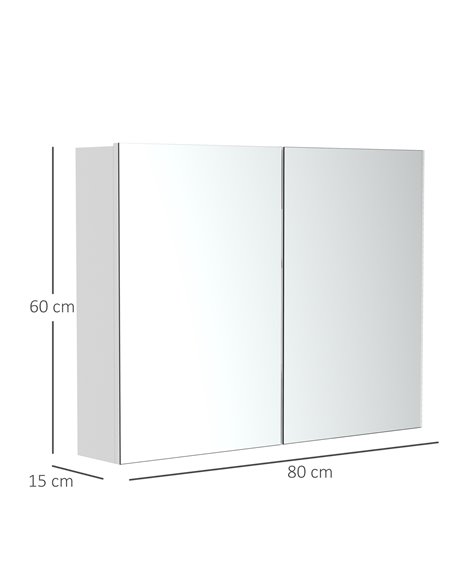 HOMCOM Double Door Wall Mounted Glass Mirror Cabinet, White - pic 20817 | FastDaddyshop