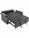 HOMCOM 2 Seater Sofa Bed, Pull Out Sleeper Sofa w/ Adjustable Backrest, Storage Armrests, Cup Holders, Side Pockets, Dark Grey