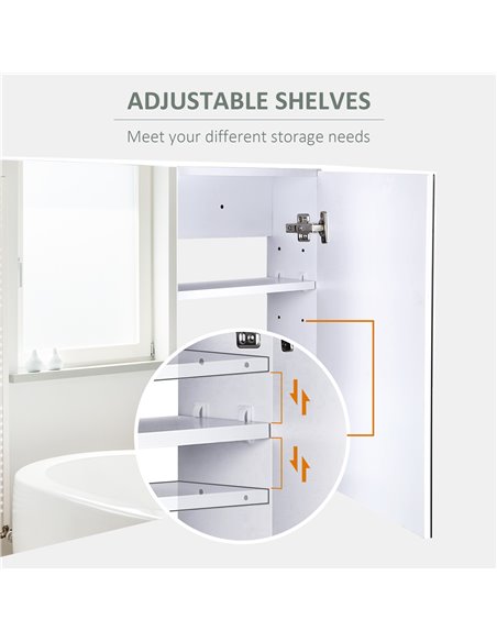 HOMCOM Double Door Wall Mounted Glass Mirror Cabinet, White - pic 20819 | FastDaddyshop