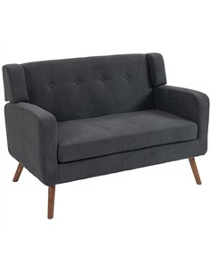 HOMCOM 2 Seater Sofa, 118 cm Corduroy Small Loveseat with Spring Cushion, Wood Legs for Small Space, Living Room, Dark Grey