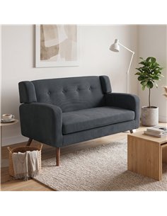 HOMCOM 2 Seater Sofa, 118 cm Corduroy Small Loveseat with Spring Cushion, Wood Legs for Small Space, Living Room, Dark Grey 2