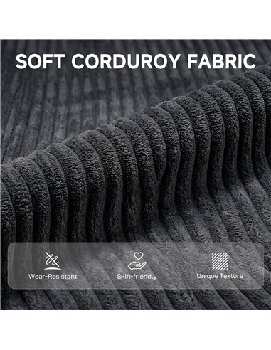 HOMCOM 2 Seater Sofa, 118 cm Corduroy Small Loveseat with Spring Cushion, Wood Legs for Small Space, Living Room, Dark Grey