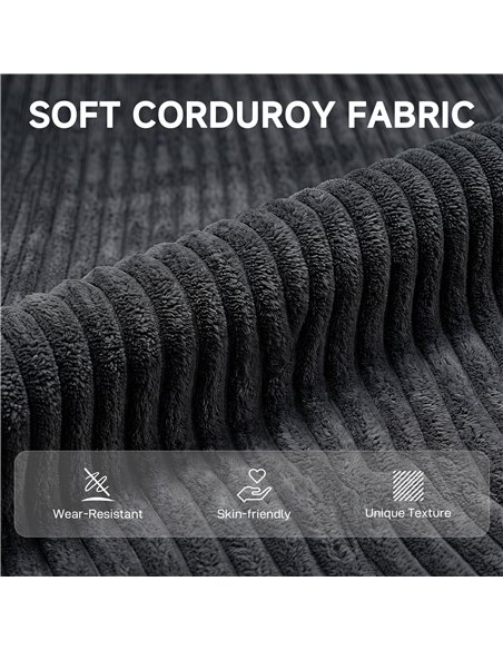 HOMCOM 2 Seater Sofa, 118 cm Corduroy Small Loveseat with Spring Cushion, Wood Legs for Small Space, Living Room, Dark Grey - pic 208200 | FastDaddyshop