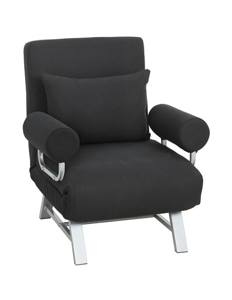 HOMCOM Single Sofa Bed, 3-in-1 Convertible Folding Chair Bed with Adjustable Backrest, Removable Armrests, Black - pic 208206 | FastDaddyshop