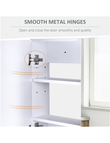 HOMCOM Double Door Wall Mounted Glass Mirror Cabinet, White