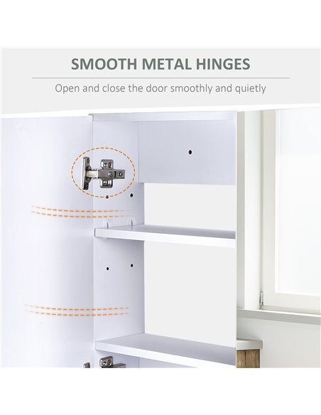 HOMCOM Double Door Wall Mounted Glass Mirror Cabinet, White - pic 20821 | FastDaddyshop