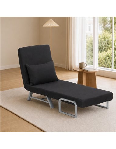 HOMCOM Single Sofa Bed, 3-in-1 Convertible Folding Chair Bed with Adjustable Backrest, Removable Armrests, Black