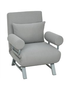 HOMCOM Single Sofa Bed, 3-in-1 Convertible Folding Chair Bed with Adjustable Backrest, Removable Armrests, Light Grey