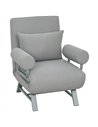 HOMCOM Single Sofa Bed, 3-in-1 Convertible Folding Chair Bed with Adjustable Backrest, Removable Armrests, Light Grey