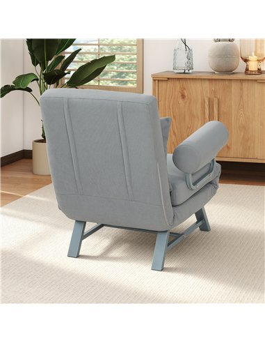 HOMCOM Single Sofa Bed, 3-in-1 Convertible Folding Chair Bed with Adjustable Backrest, Removable Armrests, Light Grey
