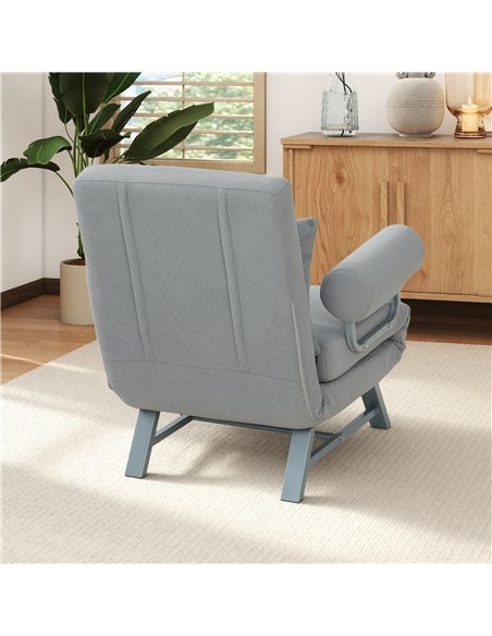 HOMCOM Single Sofa Bed, 3-in-1 Convertible Folding Chair Bed with Adjustable Backrest, Removable Armrests, Light Grey - pic 208222 | FastDaddyshop