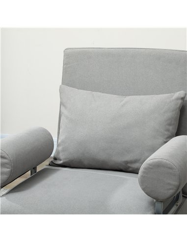 HOMCOM Single Sofa Bed, 3-in-1 Convertible Folding Chair Bed with Adjustable Backrest, Removable Armrests, Light Grey