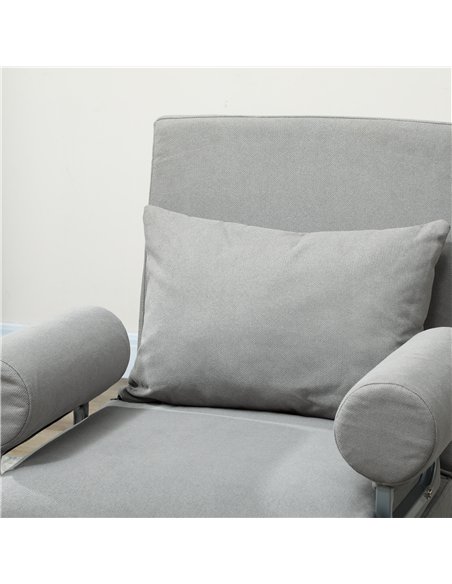 HOMCOM Single Sofa Bed, 3-in-1 Convertible Folding Chair Bed with Adjustable Backrest, Removable Armrests, Light Grey - pic 208223 | FastDaddyshop