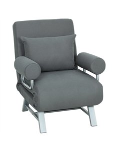 HOMCOM Single Sofa Bed, 3-in-1 Convertible Folding Chair Bed with Adjustable Backrest, Removable Armrests, Dark Grey