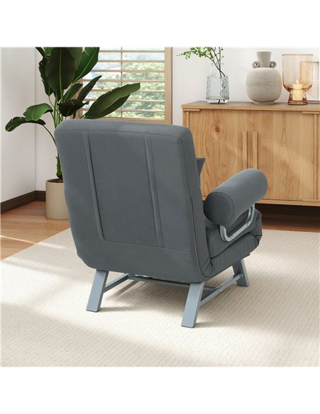 HOMCOM Single Sofa Bed, 3-in-1 Convertible Folding Chair Bed with Adjustable Backrest, Removable Armrests, Dark Grey - pic 208231 | FastDaddyshop