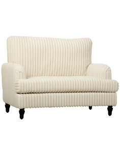 HOMCOM Corduroy Single Sofa Armchair, Modern Accent Chair with Stripes, Turned Legs and Wide Seat, Cream