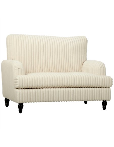 HOMCOM Corduroy Single Sofa Armchair, Modern Accent Chair with Stripes, Turned Legs and Wide Seat, Cream - pic 208233 | FastDaddyshop