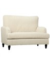 HOMCOM Corduroy Single Sofa Armchair, Modern Accent Chair with Stripes, Turned Legs and Wide Seat, Cream
