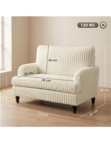 HOMCOM Corduroy Single Sofa Armchair, Modern Accent Chair with Stripes, Turned Legs and Wide Seat, Cream - pic 208235 | FastDaddyshop