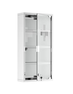 HOMCOM 4 Tier Stainless Steel Wall Mounted Medicine Cabinet with Glass Lockable Door, Silver