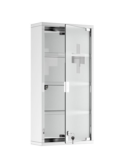 HOMCOM 4 Tier Stainless Steel Wall Mounted Medicine Cabinet with Glass Lockable Door, Silver - pic 20824 | FastDaddyshop