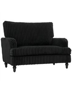 HOMCOM Corduroy Single Sofa Armchair, Modern Accent Chair with Stripes, Turned Legs and Wide Seat, Black